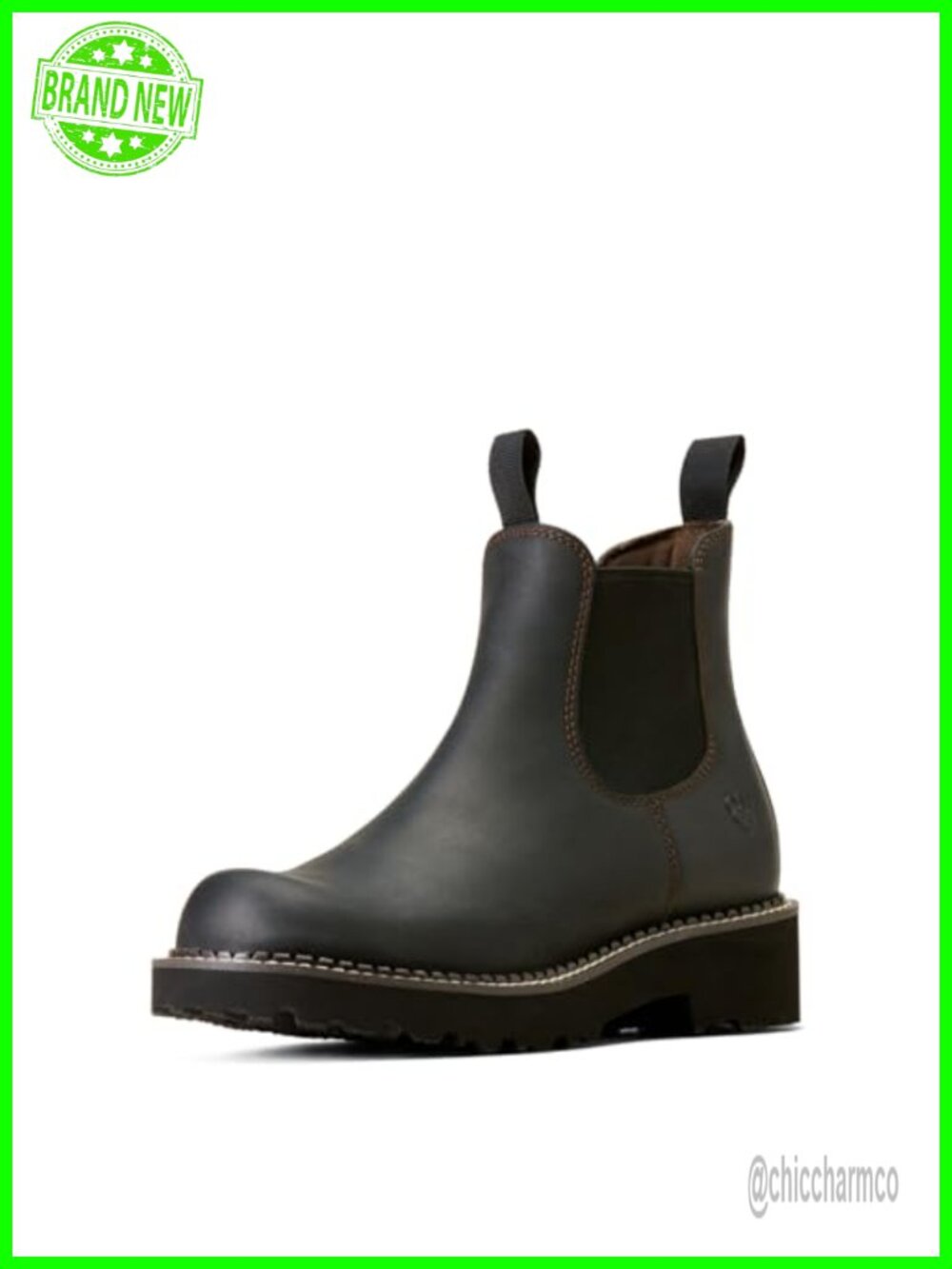 Women's Leather Western Chelsea Boots Ankle Slip-On Work Fatbaby Toe